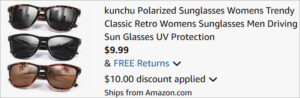 Checkout page of Kunchu Polarized Womens Sunglasses 3 Pack