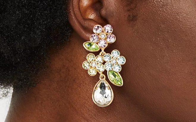 A New Day Floral Crystal Drop Earring