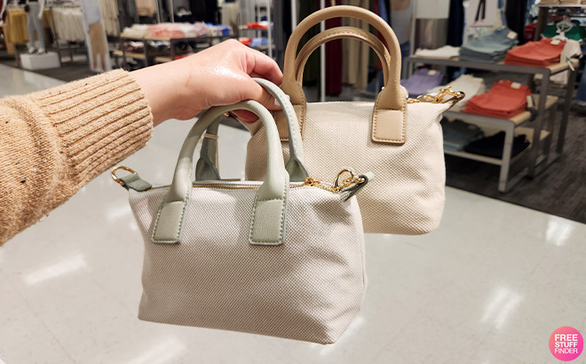 A Person Holding Universal Thread Foundational Mini Tote Handbags