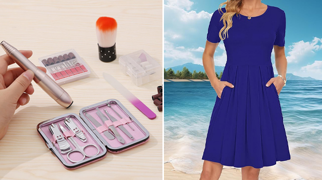 Electric Nail Drill Set and Womens Short Sleeve Summer Dress