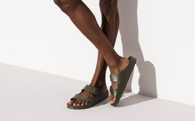 A Man Wearing Birkenstock Arizona EVA Sandals