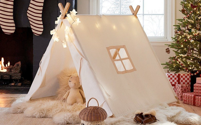 Khaki Collapsible Kids Canvas Play Tent