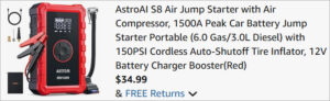 Checkout page of AstroAI Car Battery Jump Starter