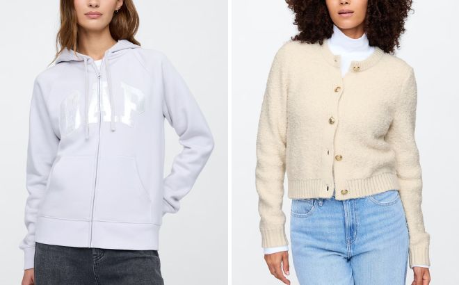 GAP Factory Gap Logo Zip Hoodie and Recycled Sweater Jacket