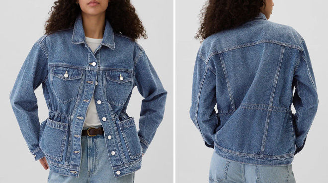 GAP Factory Oversized Cinched Waist Denim Jacket