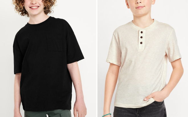 Old Navy Boys Oversized Short Sleeve Pocket T Shirt and Henley T Shirt