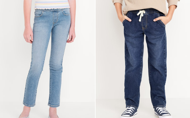 Old Navy Wow Skinny Pull On Jeans for Girls and Wow Pull On Straight Leg Jeans for Boys