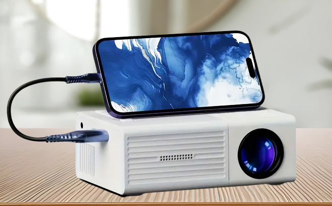 Portable Mini Projector on a Table