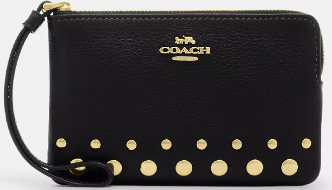 Coach Outlet Corner Zip Wristlet With Rivets