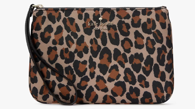 Kate Spade Outlet Chelsea Leopard Medium Wristlet Pouch