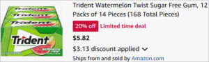 Checkout page of Trident Sugar Free Gum 12 Pack