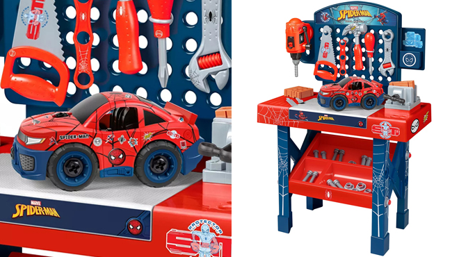 World Tech Toys Spider Man Tool Bench Playset with Take Apart Car