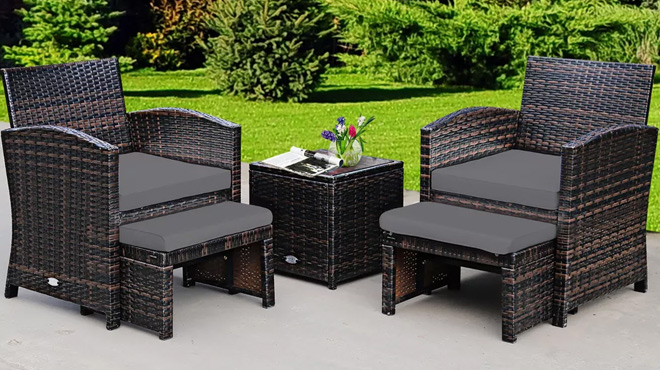 Costway 5 Piece Patio Rattan Wicker Furniture Set