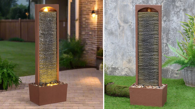 Teamson Home Faux Slate LED Waterfall Fountain