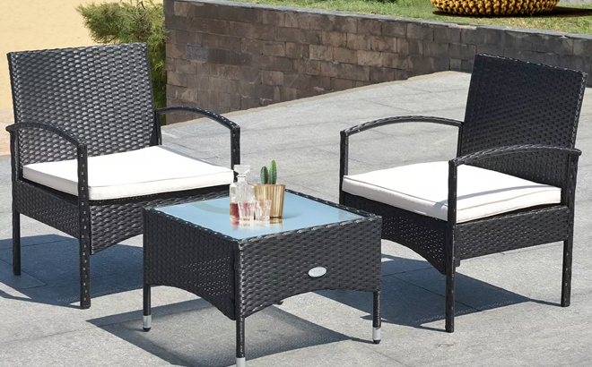 Costway 3 Piece Table Chair Wicker Set