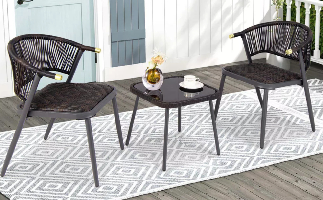 Costway 3 Piece Patio Rattan Furniture Set