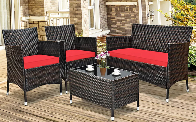 Costway 4 Piece Rattan Conversation Set